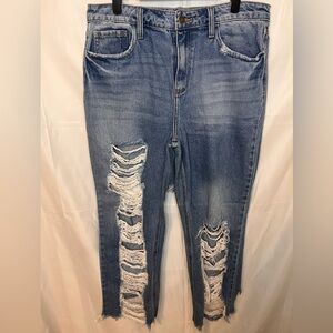 Women's Distressed Blue Jeans
